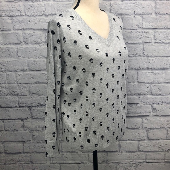 💀Philosophy Black and Gray Skull Sweater Small - Picture 2 of 14